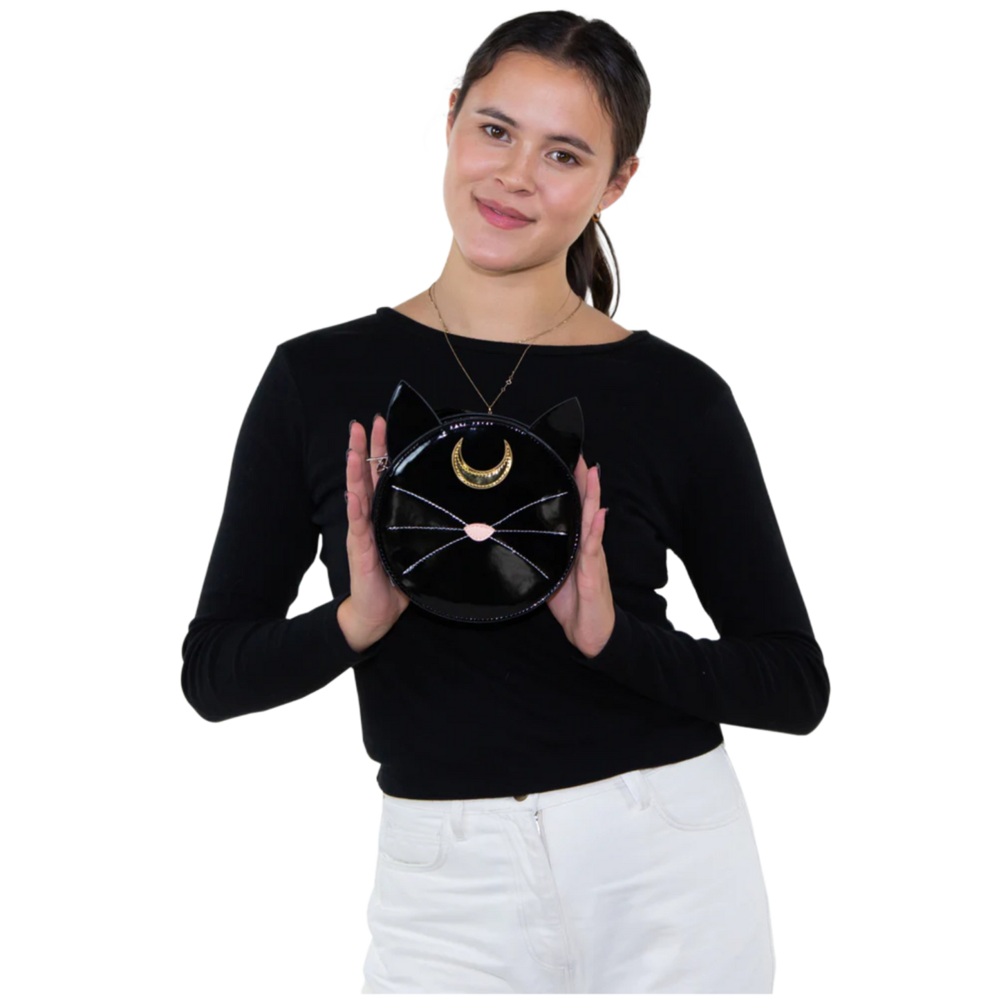 Mystical Black Cat Face Crossbody