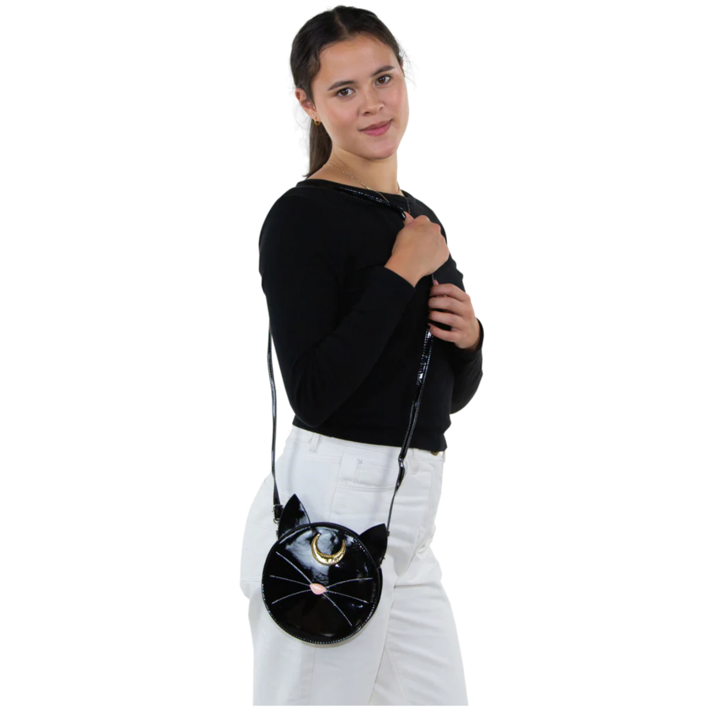 Mystical Black Cat Face Crossbody