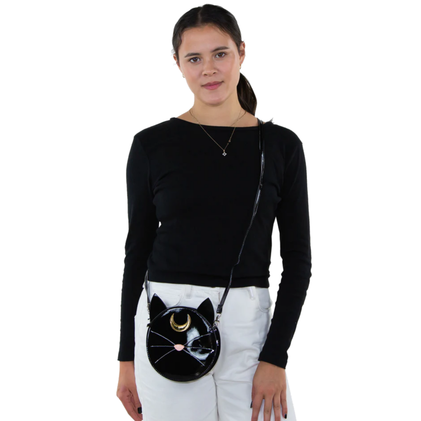 Mystical Black Cat Face Crossbody