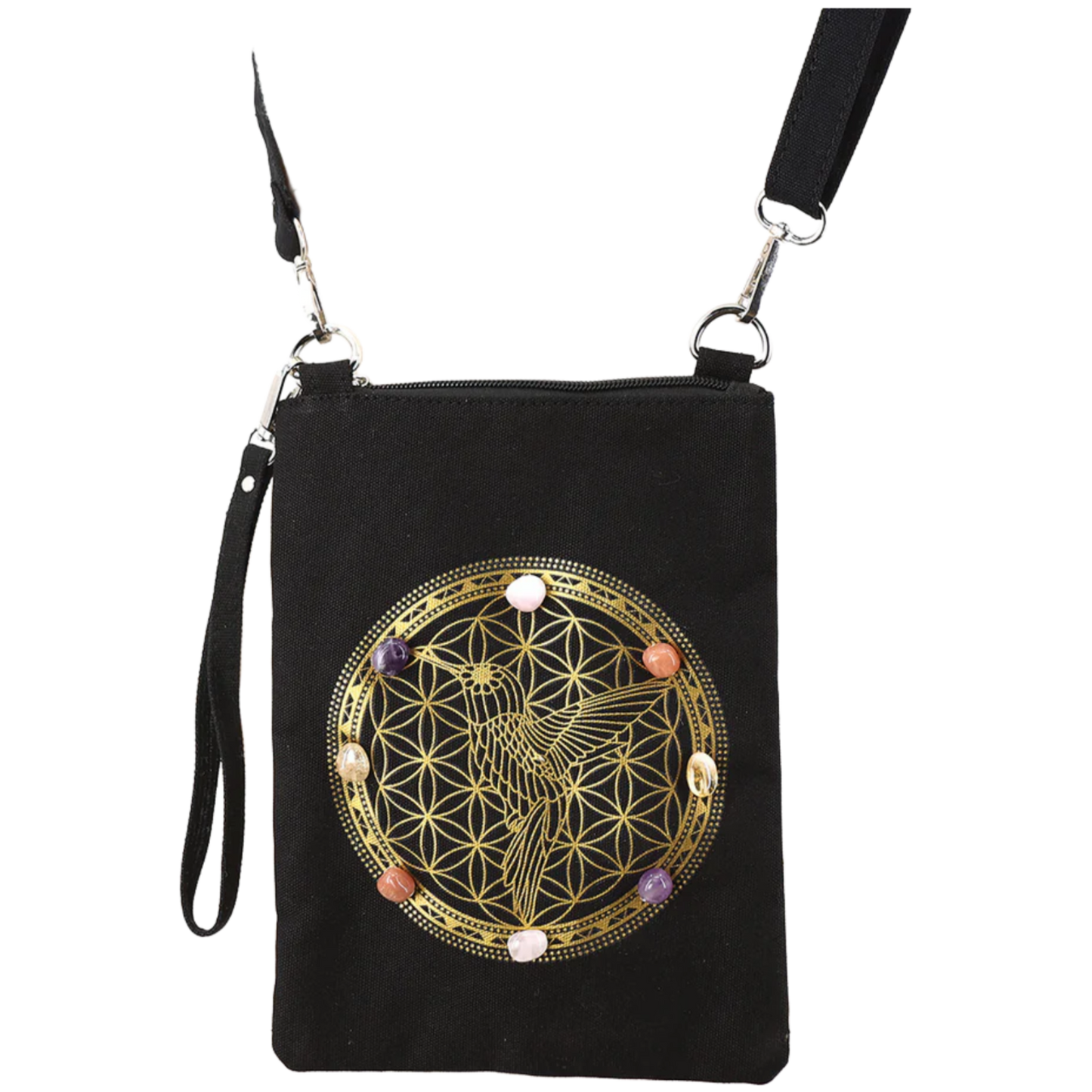 Hummingbird & Crystals Crossbody
