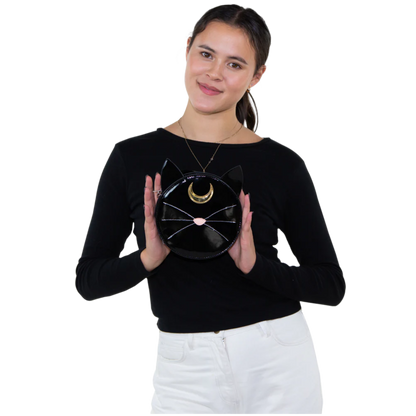 Mystical Black Cat Face Crossbody