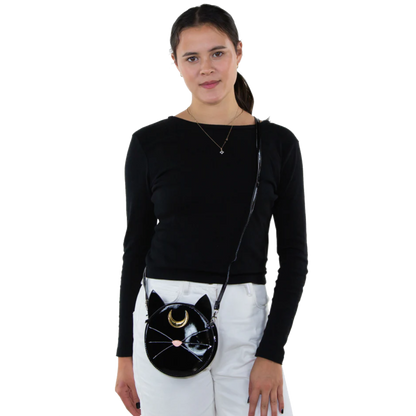 Mystical Black Cat Face Crossbody